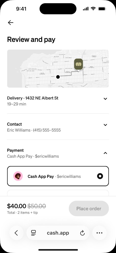 Cash App — Review and pay